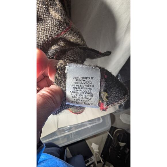 Liv by Habitat Womens Patchwork Sweater Sz XS Artsy Plaid Earthy Red Green Boho - Picture 7 of 7